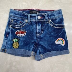 Jordache Patchwork Acid Wash Jean Shorts Size 4 Rainbow Pineapple WOW!